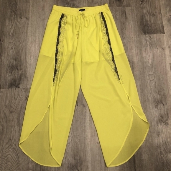 Marciano Yellow High Slit Beaded Pants - Picture 2 of 9